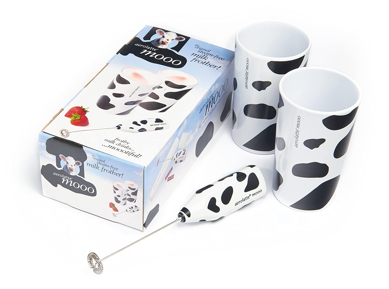 Aerolatte Milk Frother Mooo Electronic Cow-Print with Storage Case Steam  Free